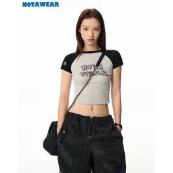 NotAwear Color Blocked Logo Print Crop Top