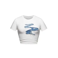 NotAwear Denim Patchwork Slim Tee White