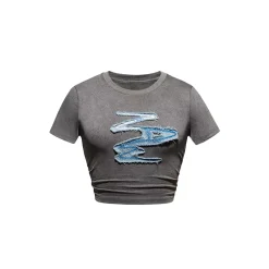 NotAwear Denim Patchwork Slim Tee Grey