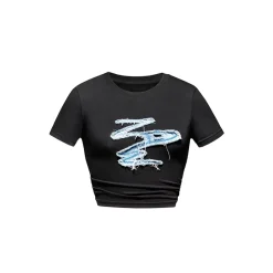 NotAwear Denim Patchwork Slim Tee Black