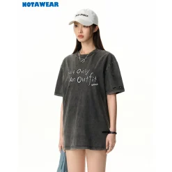 NotAwear Destroyed Sweat Logo Tee Washed Grey