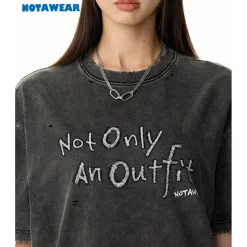 NotAwear Destroyed Sweat Logo Tee Washed Grey