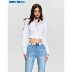 NotAwear Elastic Textured Short Shirt White