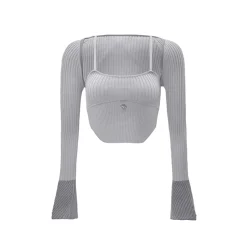 NotaWear Ice Silk Stretch Knitted Top Grey