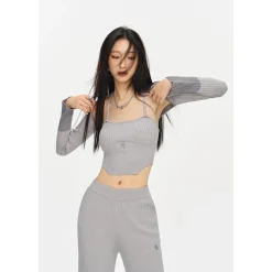NotaWear Ice Silk Stretch Knitted Top Grey