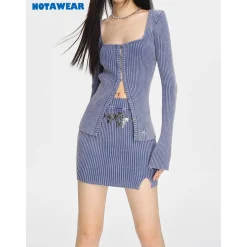 NotAwear Knit Split Skirt Washed Blue