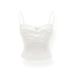 NotaWear Logo Embroidery Lace Patchwork Vest White