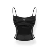 NotaWear Logo Embroidery Lace Patchwork Vest Black