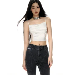NotaWear Logo Embroidery Lace Patchwork Vest White