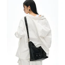 NotAwear Logo Embroidery Casual Oversized Shirt White