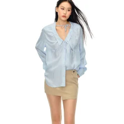 NotaWear Modern Cozy Wrinkled Oversize Shirt Blue