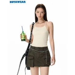 NotAwear Simple Logo Embroidery Knit Vest Cream