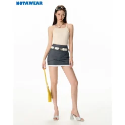 NotAwear Simple Logo Embroidery Knit Vest Cream