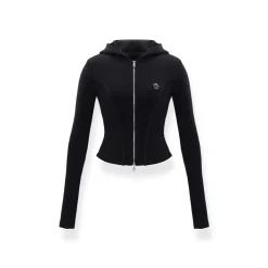 NotaWear Two-Way Zipper Elastic Yoga Top Black