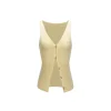 NotAwear V-Neck Hollow Knit Vest Yellow