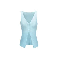 NotAwear V-Neck Hollow Knit Vest Blue