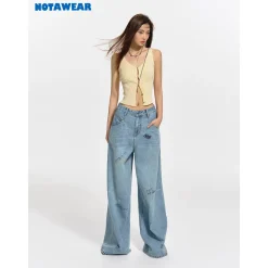 NotAwear V-Neck Hollow Knit Vest Yellow