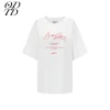ODTD Embroidery Handwritten Slogan Logo Loose T-Shirt White