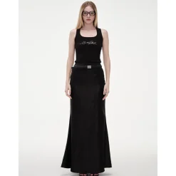 ODTD Embroidery Handwritten Slogan Vest Top Black