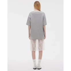 ODTD Embroidery Handwritten Slogan Logo Loose T-Shirt Grey