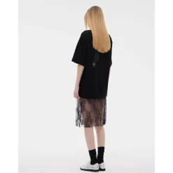 ODTD Embroidery Handwritten Slogan Logo Loose T-Shirt Black