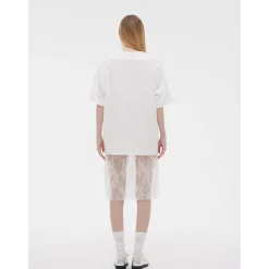 ODTD Embroidery Handwritten Slogan Logo Loose T-Shirt White