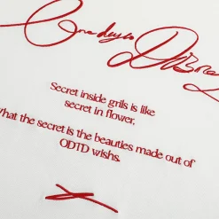 ODTD Embroidery Handwritten Slogan Logo Loose T-Shirt White