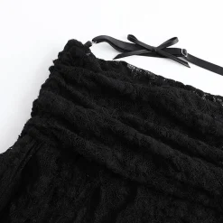 ODTD Off-Shoulder Cutout Lace Top Black