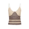 Palavas Color Blocked Crochet Vest Top Brown