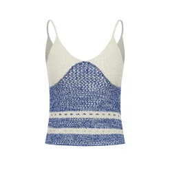Palavas Color Blocked Crochet Vest Top Blue