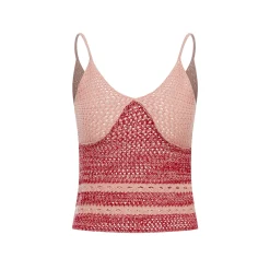 Palavas Color Blocked Crochet Vest Top Pink