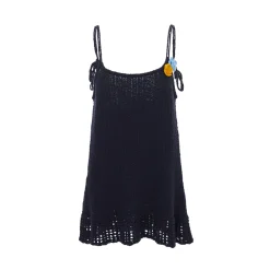 Palavas 3D Floral Knit Camisole Top Navy Blue
