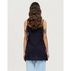 Palavas 3D Floral Knit Camisole Top Navy Blue