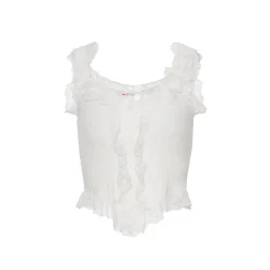 Palavas Lace Edge Slim Vest Top White