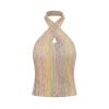 Palavas Ombre Halter Cross Knit Tank Top