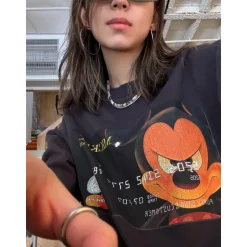 Purey Micky Mouse MasterCard Printed T-Shirt Black