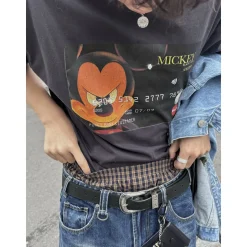Purey Micky Mouse MasterCard Printed T-Shirt Black