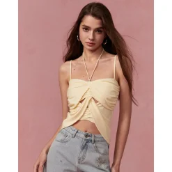 Rocha Roma French-Style Butterfly Pleated Camisole Vest