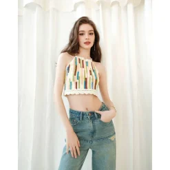Rocha Roma Hand Crochet Multi-Color Knit Top Vest