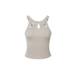 Rocha Roma Hollow Out Knit Vest Top Grey
