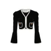 Rocha Roma Naples Acetate Edged Velvet Top Black