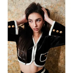 Rocha Roma Naples Acetate Edged Velvet Top Black