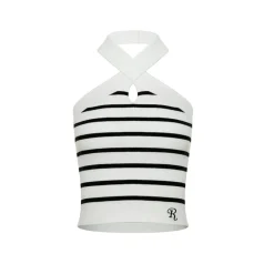 Rocha Roma Striped Halter Neck Vest White