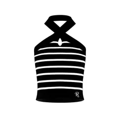 Rocha Roma Striped Halter Neck Vest Black