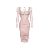 Sheer Luck Marisa Rhinestone Mesh Dress Pink