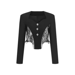 Sheer Luck Sofi Lace Hollow Cutting Top Black