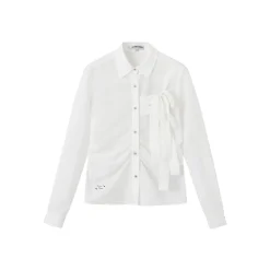 SomeSowe Bow Waisted Pleated Shirt White