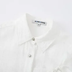 SomeSowe Bow Waisted Pleated Shirt White