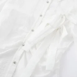 SomeSowe Bow Waisted Pleated Shirt White