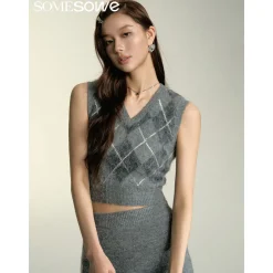 SomeSowe Checkered Woolen Vest